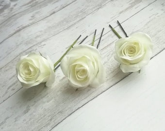 Pins wedding hair white bridal hair wedding flowers and pearls metal leaves Charlie-