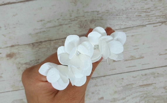 White Hydrangea Flower Hairpins Hydrangea Small White Flowers