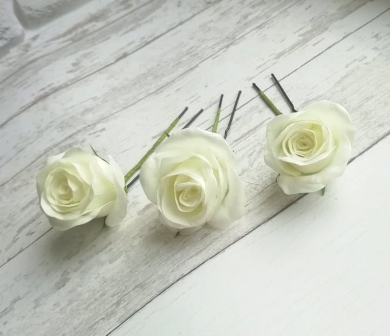 Ivory rose hairpin Garden wedding Flower for hair pin Wedding hair pin Wedding rose hair pin Flower accessories