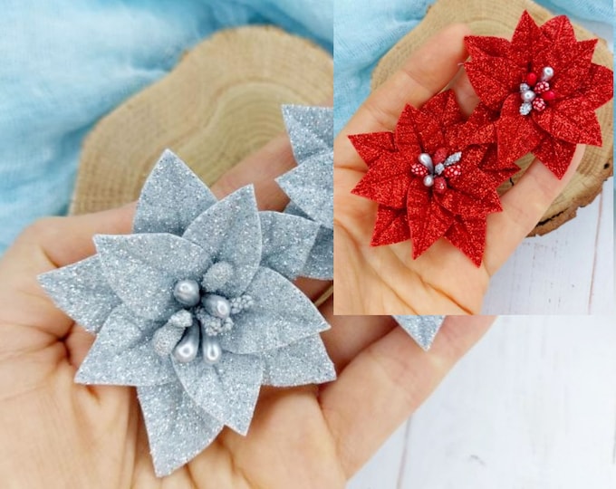 Gold Poinsettia Flower Hair Clip Christmas Holiday Hair Clip Etsy