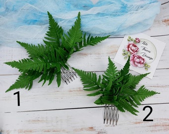 Greenery wedding hair comb Green hair piece Woodland wedding hair comb Fern hair pin Leaf hairpiece Greenery headpiece