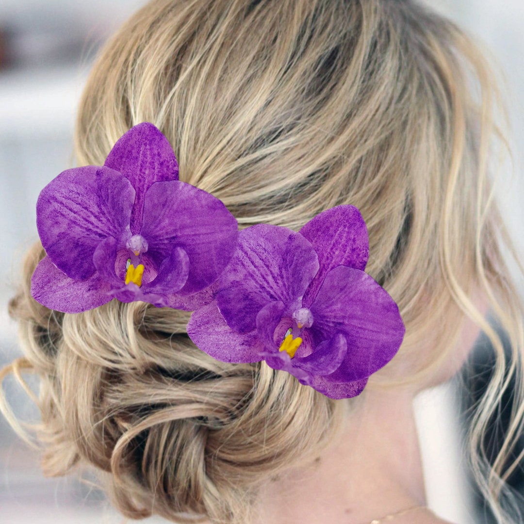 Orchid Hair Clip Hawaii Hair Purple Orchid Flower Tropical Headpiece