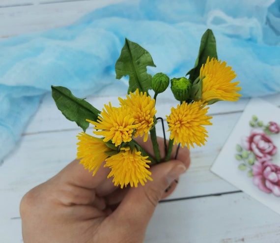 Dandelion Floral Hair Pins Yellow Dandelion Headpiece Yellow Hair