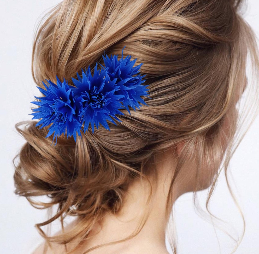 Blue Cornflower Hair Pin Cornflower Bobby Pin Blue Flower Hair Pin