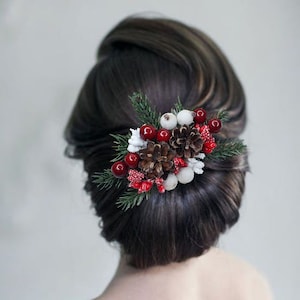 Winter Hochzeit Haarteil Weihnachten Braut Haar Tannenzapfen Kopfschmuck Winter Braut Weihnachten Haarkamm Winter Hochzeit Haarschmuck
