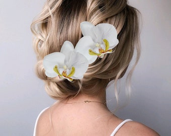 Hawaii flower hair clip Orchid hair clip Tropical headpiece Orchid hair pin Tropical hair flowers Tropical headpiece Orchid headpiece