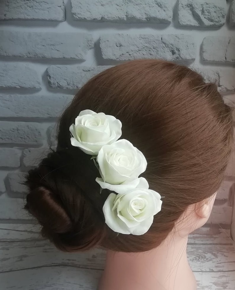 Ivory rose hairpin Garden wedding Flower for hair pin Wedding hair pin Wedding rose hair pin Flower accessories