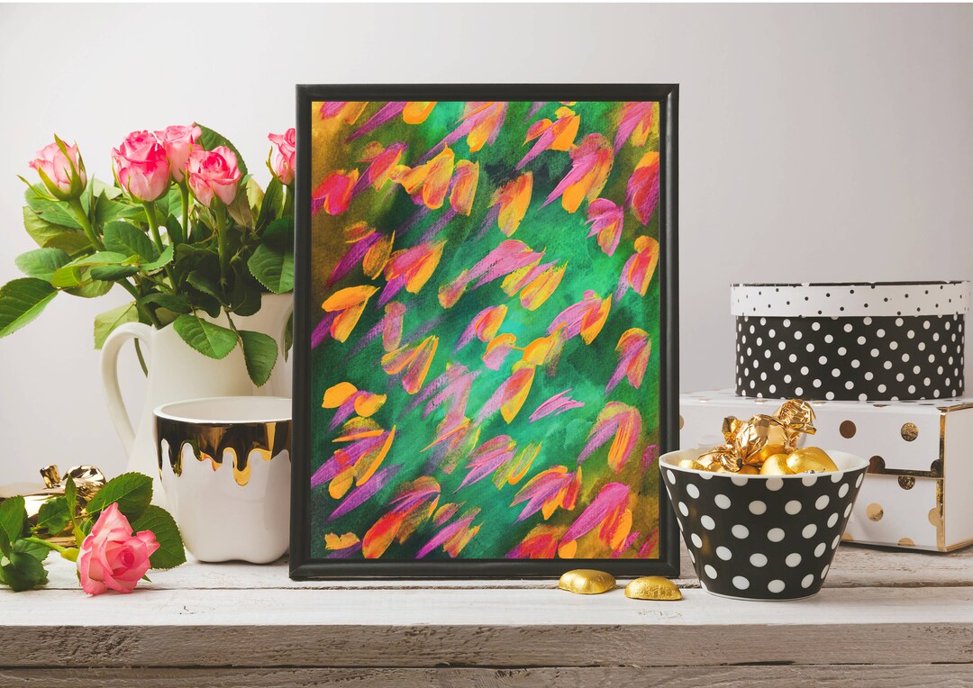 Red and Green Painting Contemporary Art Abstract Printable Etsy