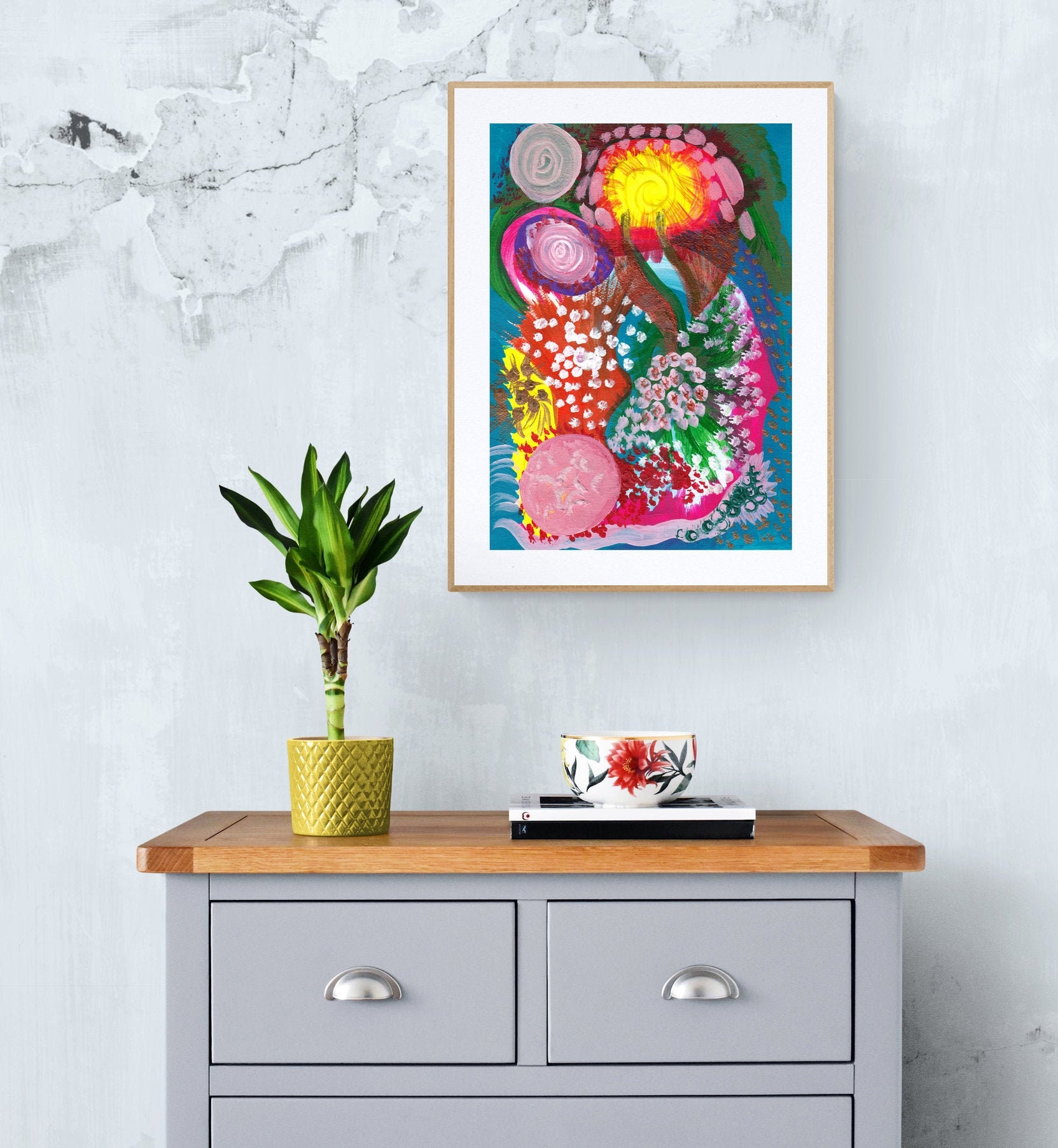 Explosive Wall Art Bright Colors Painting Multi Color Wall Etsy Australia