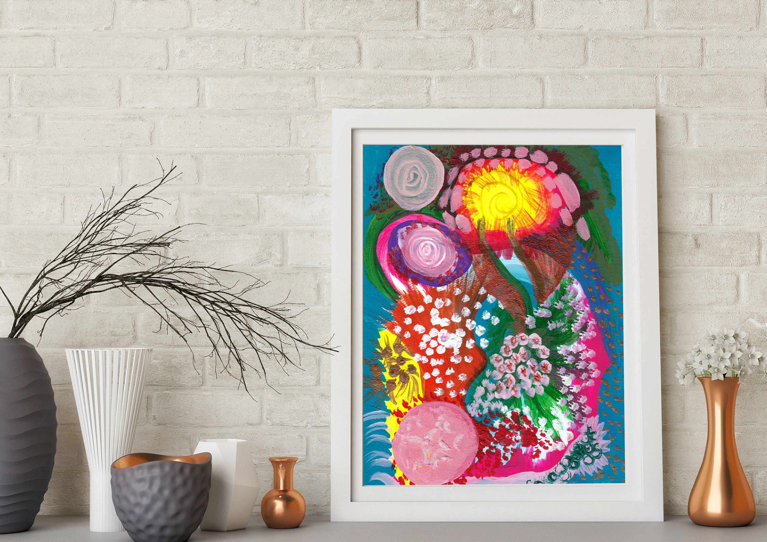 Explosive Wall Art Bright Colors Painting Multi Color Wall Etsy Australia
