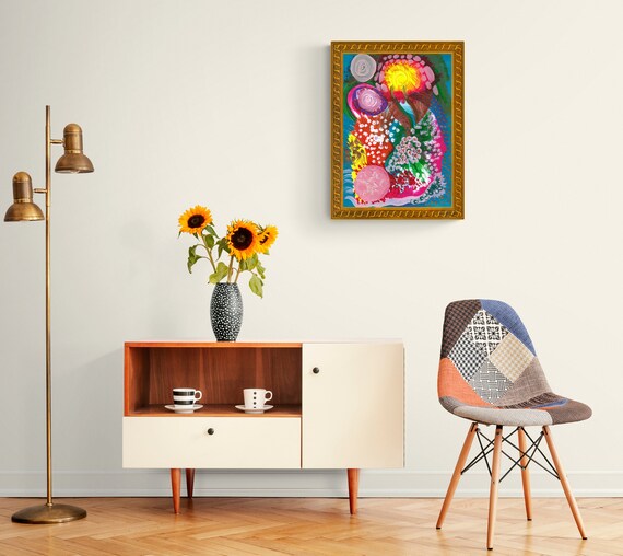 Explosive Wall Art Bright Colors Painting Multi Color Wall Etsy Australia