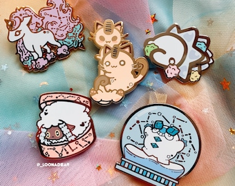 PokeStuff Hard Enamel Pin - Cute Pokemon Pin - Wooloo - Galar Ponyta - Snom - Darumaka - Meowth - Fashion Accessories - Loona Dear