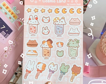 Cosmo Land Sticker Sheet - Dessert Stickers - Bujo Stickers - Journaling - Vinyl Stickers -  Kawaii Stickers - Kawaii Art - Cute Gift