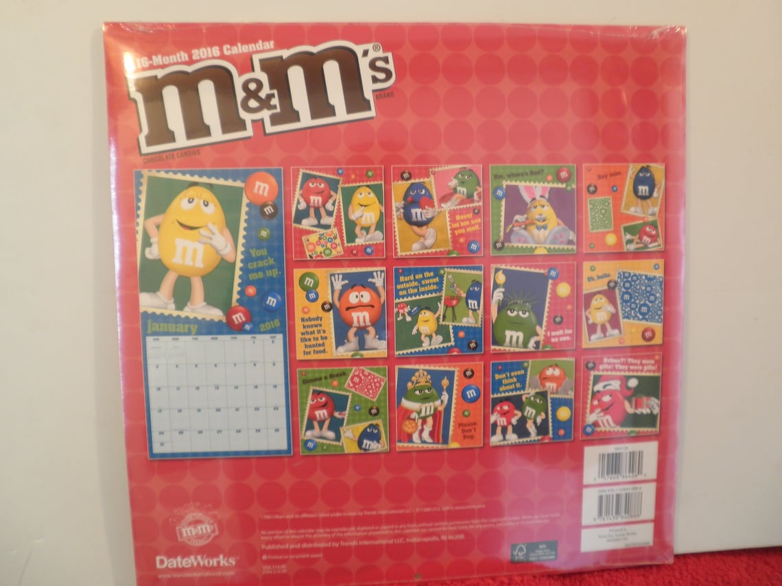 2016 M&M's 16 Month Calendar Factory Sealed. a new Etsy
