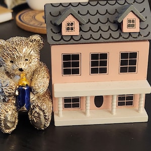 Vintage 950 silver baby teddy bear figurine (Hand-painted)