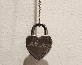 Vintage Sterling Silver Tiffany and Co Padlock Heart With Necklace