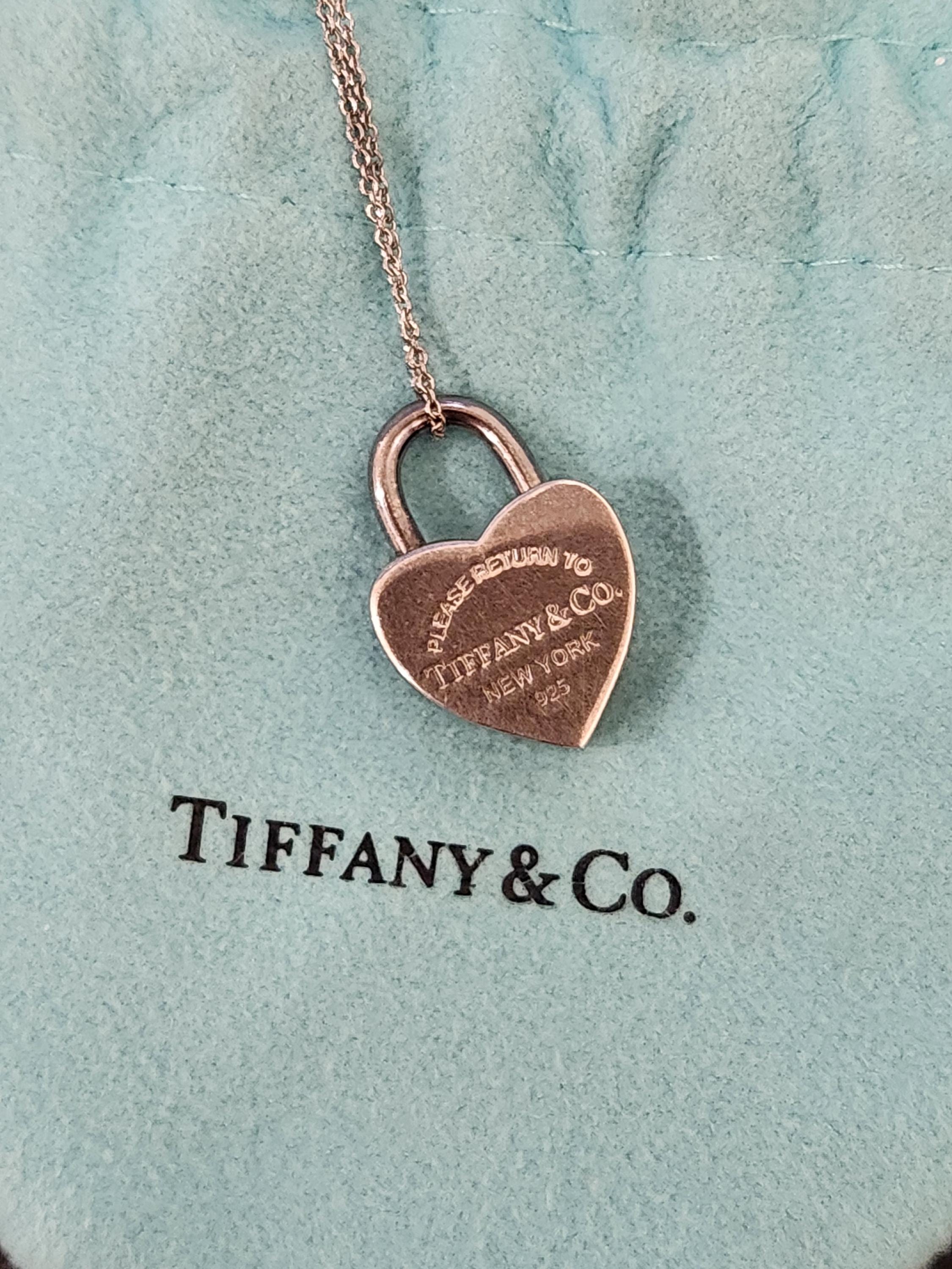 Vintage Sterling Silver Tiffany and Co Padlock Heart With Necklace