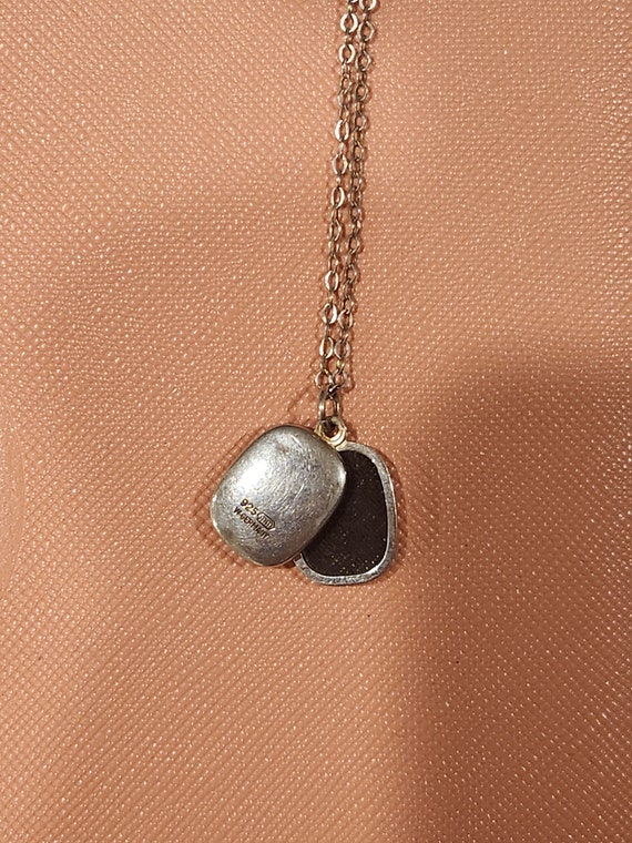 Vintage sterling silver sliding locket necklace - image 3