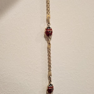 vintage 10k gold enamel lady bug bracelet