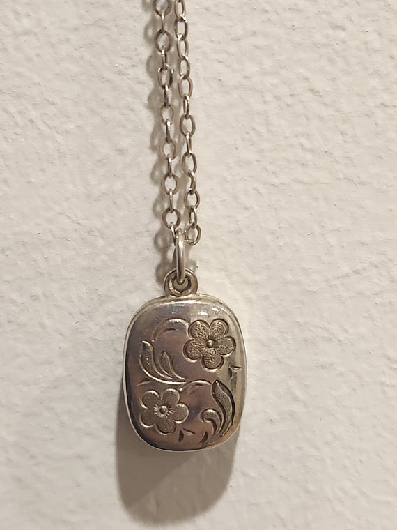 Vintage sterling silver sliding locket necklace - image 1