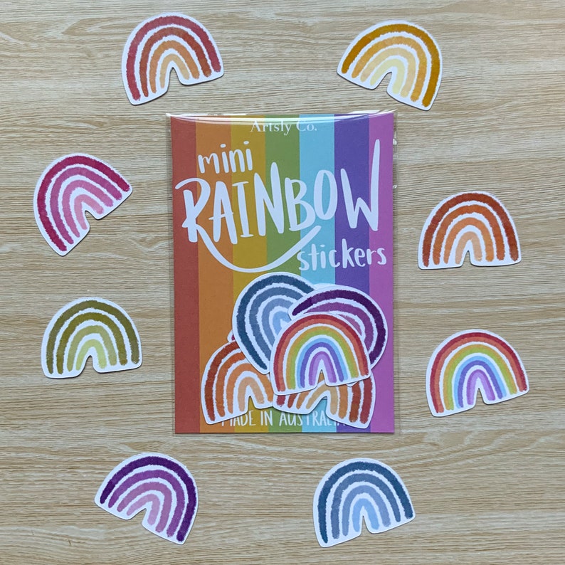 Mini Rainbow Sticker Set 8 Pack Die Cut Stickers Rainbow Etsy
