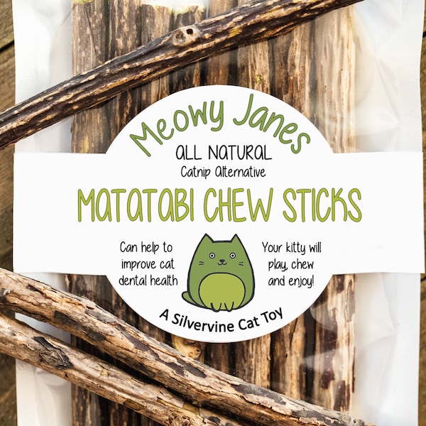 Matatabi Cat Chew Sticks | Catnip Alternative | Natural Silvervine Cat Toy | Meowy Janes | Playtime Enhancement | New Harvest | Small Batch