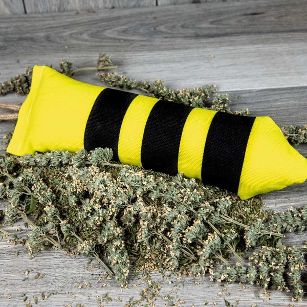 Catnip Kicker Bumble Bee | Canvas 100% Catnip Kicker | 10" Long | | Stuffed with Quarter Pound of Super Potent Catnip! | Cat Kicker Toy