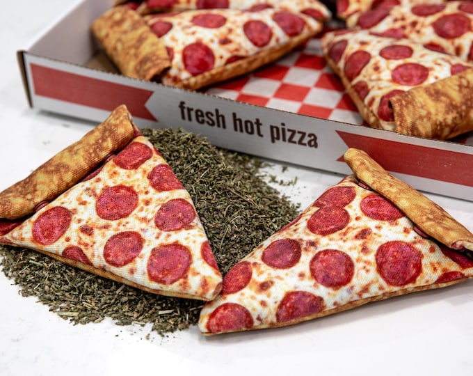 Refillable Catnip Pizza Slice Toy: New York Slice Style Kitty Kicker | Novelty Cat Toys | Handmade