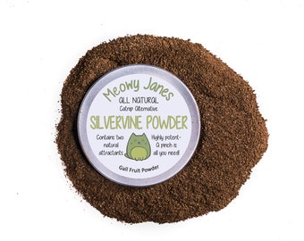All Natural Silvervine Powder | Meowy Janes | 2 fl oz | 40 Grams Catnip Alternative, Cat Toy | Cat Enrichment Playtime Toy Refresh