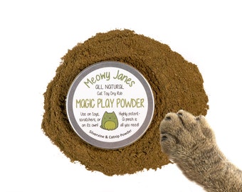 Magic Cat Play Powder - Silvervine and Catnip Blend | Cat Toy Dry Rub | All Natural | Cat Treat | Fresh Made | Small Batch | New Harvest