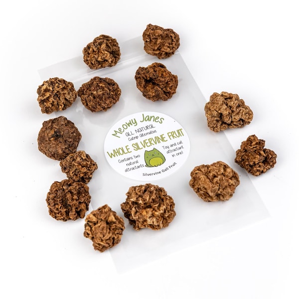 Whole Silvervine Fruit - All Natural Cat Toy | Dried Gall Fruit- Actinidia Polygama | Catnip Alternative | Unprocessed | Fresh Small Batch