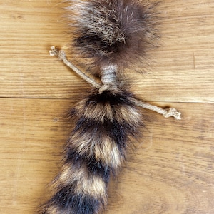 Real Raccoon Tail Cat Kicker | Genuine Fur Kicker with Jute | Natural Toy