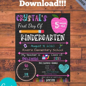 First Day Of School Sign, Back to School Poster, Personalized School Sign, 1st Day of School