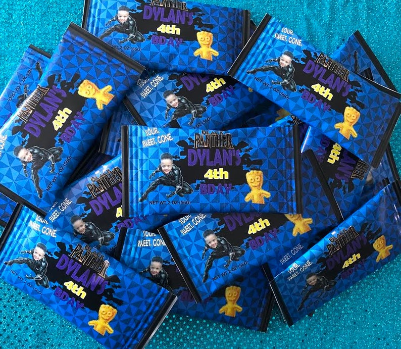Black Panther Mini Sour Patch Candy Wrapper-Custom Candy Wrappers-Custom Candy Box Labels-Custom Party Favors-Printed-Assembled-All Themes!