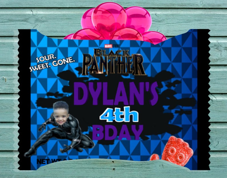 Black Panther Mini Sour Patch Candy Wrapper-Custom Candy Wrappers-Custom Candy Box Labels-Custom Party Favors-Printed-Assembled-All Themes!