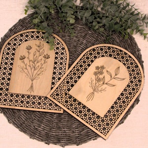 Rattan floral arch wall hanger, arch wall decor, floral decor, Rattan decor