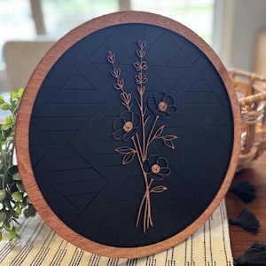 Round Mosaic Boho Floral Wall Art