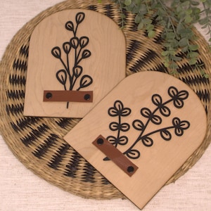 Floral Arch Decor, floral leather arch, boho decor, wall hanger, shelf leaner