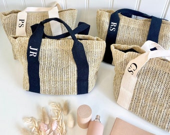 Personalised Small Straw Bag, Mini Straw Tote Bag, Bridesmaid Gifts, Hen Party Gifts, Beach Bag, Customised Holiday Straw Bag, Birthday Gift