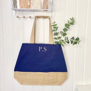 Personalised Cotton Canvas & Jute Tote Bag, Weekend Bag, Customised Shopper Bag, School Uni Bag, Birthday Gift, Beach Bag