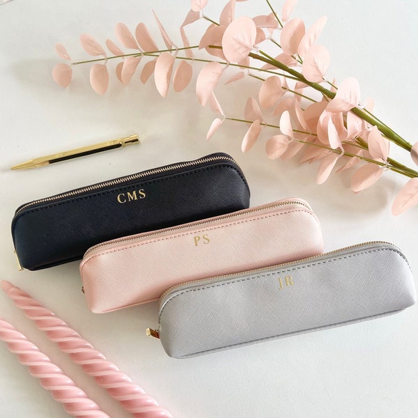 Personalised Monogram Pencil Case, Personalised Accessory Case, Make Up Bag, Initial Pencil Case, Personalised Gift for Her, Bridesmaid Gift