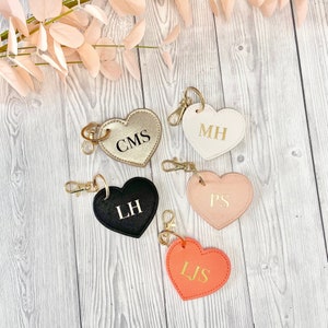 Personalised Heart Keyring, Love Heart Initial Keyring, Faux Leather Keychain, Monogram Keyring, Personalised Gift, Bridesmaid Gifts