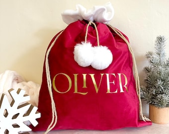 Personalised Luxury Velvet Christmas Sack, Christmas Present Sack, Personalised Xmas Sack, Christmas Decoration, Gift for Her