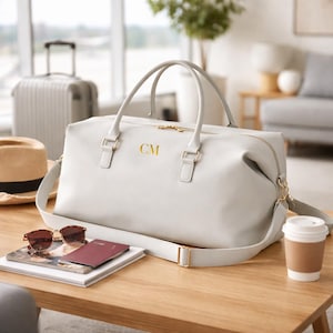 Personalised Weekend Bag, Luxury Travel Holdall, Vegan Leather Duffle Bag, Overnight Bag Women, Carry On Bag, Bridesmaid Gift image 4