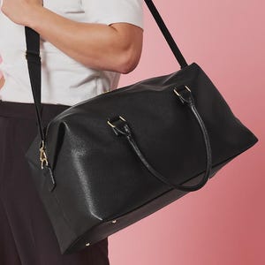 Personalised Weekend Bag, Luxury Travel Holdall, Vegan Leather Duffle Bag, Overnight Bag Women, Carry On Bag, Bridesmaid Gift image 5