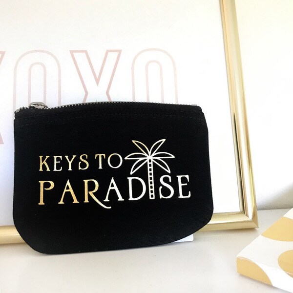 Keys To Paradise Purse, Key Holder, Key Pouch, Holiday Gift, Caravan Keys, Beach Holiday, Stocking Filler Gift, Birthday Gift