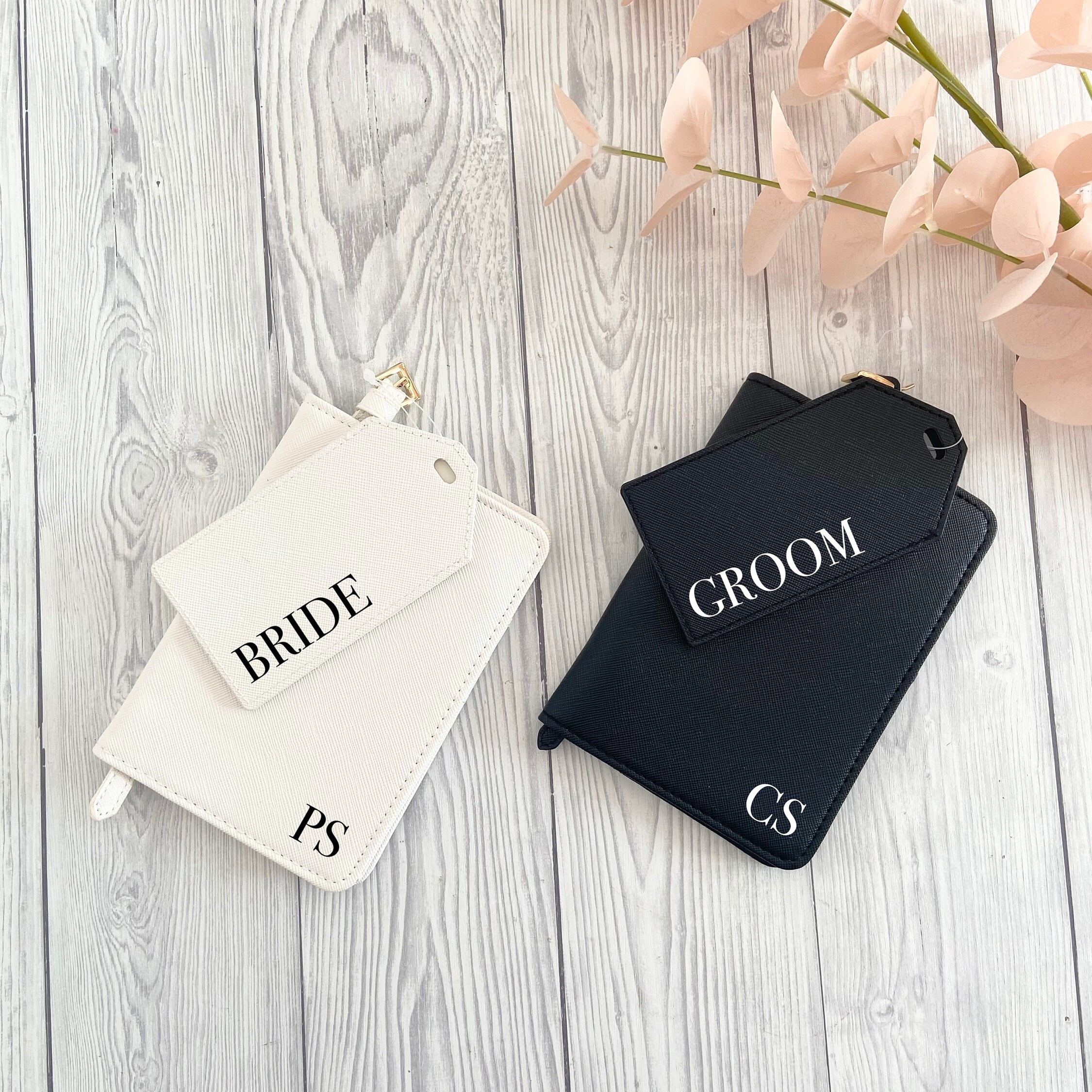 Personalised Passport Set, Honeymoon Gift, Bride Groom Gift, Couples Gift, Wedding Gift, Travel Set, Passport Cover + Luggage Tag Set