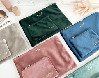 Luxury Personalised Velvet Makeup Bags, Gemstone Bags, Gifts for her, Cosmetic Bag, Accessory bag, Coin Purse, Travel Makeup Bag