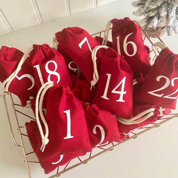 Advent Calendar Bags Numbered Christmas Sack 1 24 Advent - Etsy UK