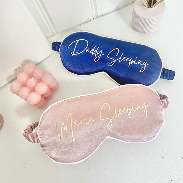 Personalised Luxury Eye Mask, Customised Bride Sleep Mask, Mummy Sleeping Eye Mask, Daddy Sleeping Mask, Gift for Couples